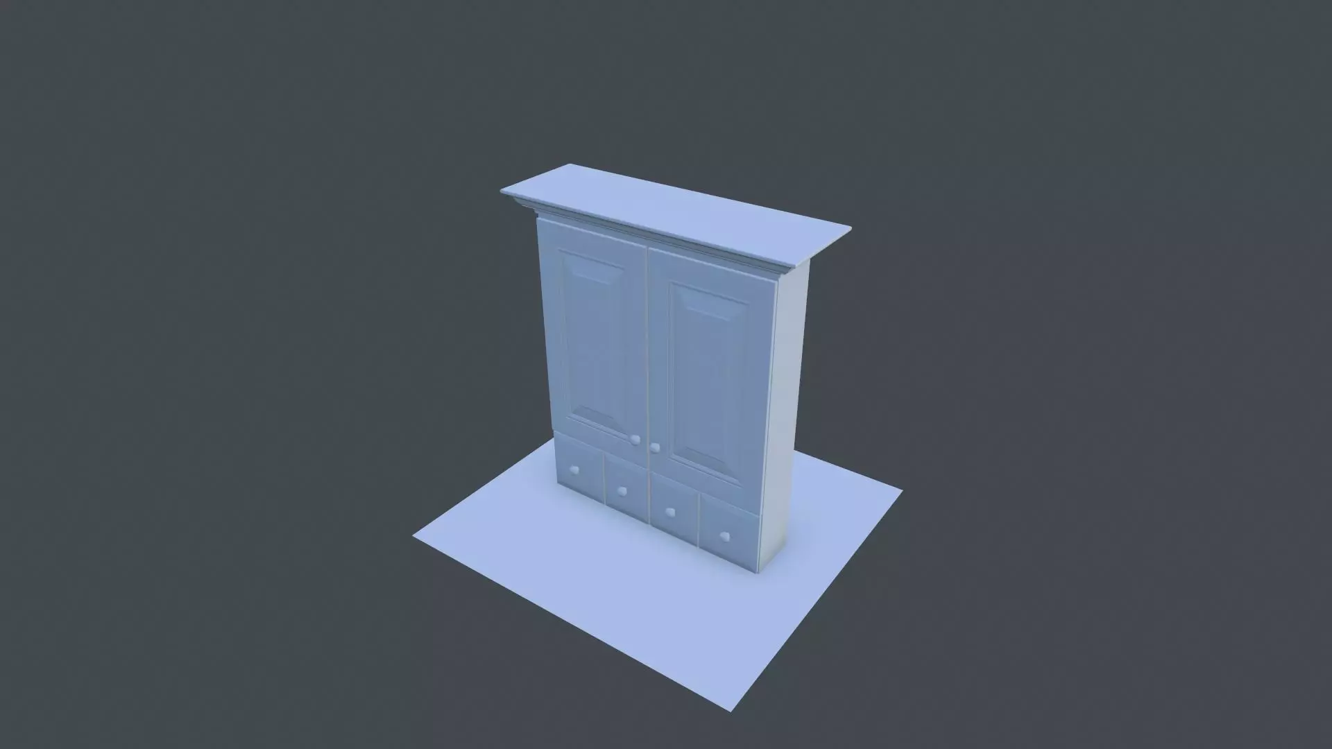 Cabinet wardrobe Low-poly 3D model_0