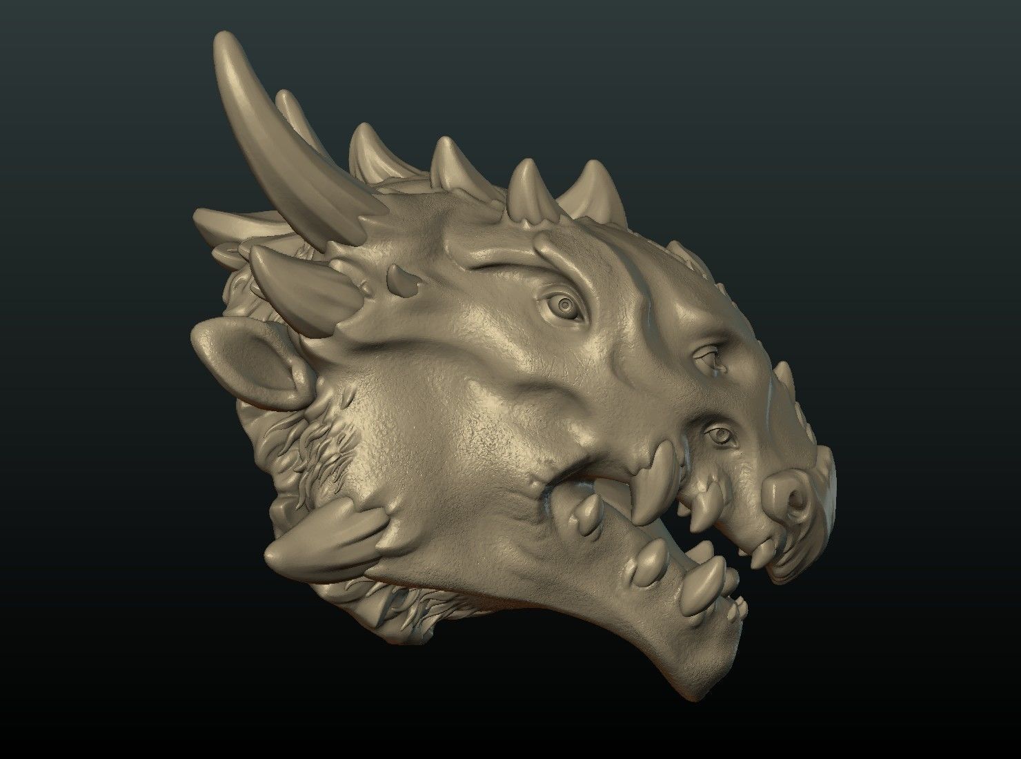 Demon Dragon Head 3D print model_6