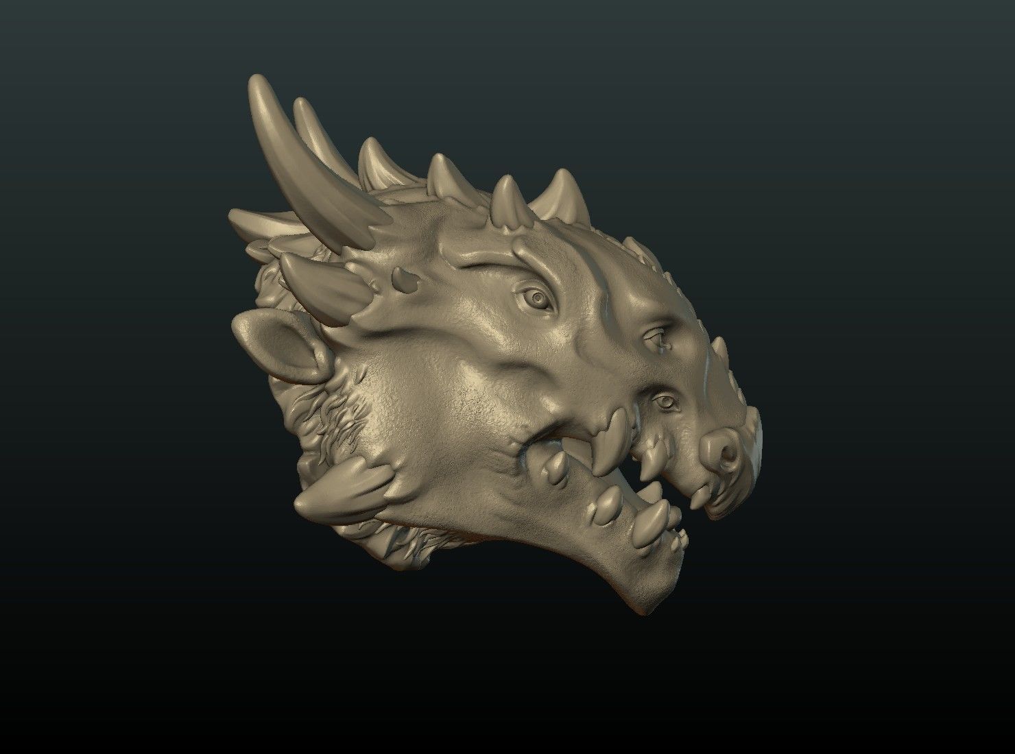 Demon Dragon Head 3D print model_4