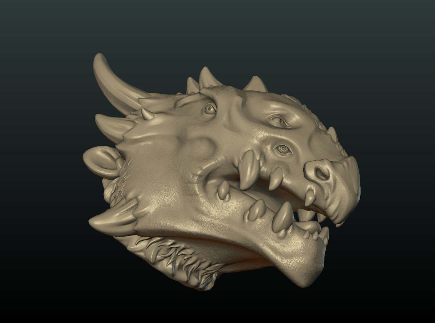 Demon Dragon Head 3D print model_2