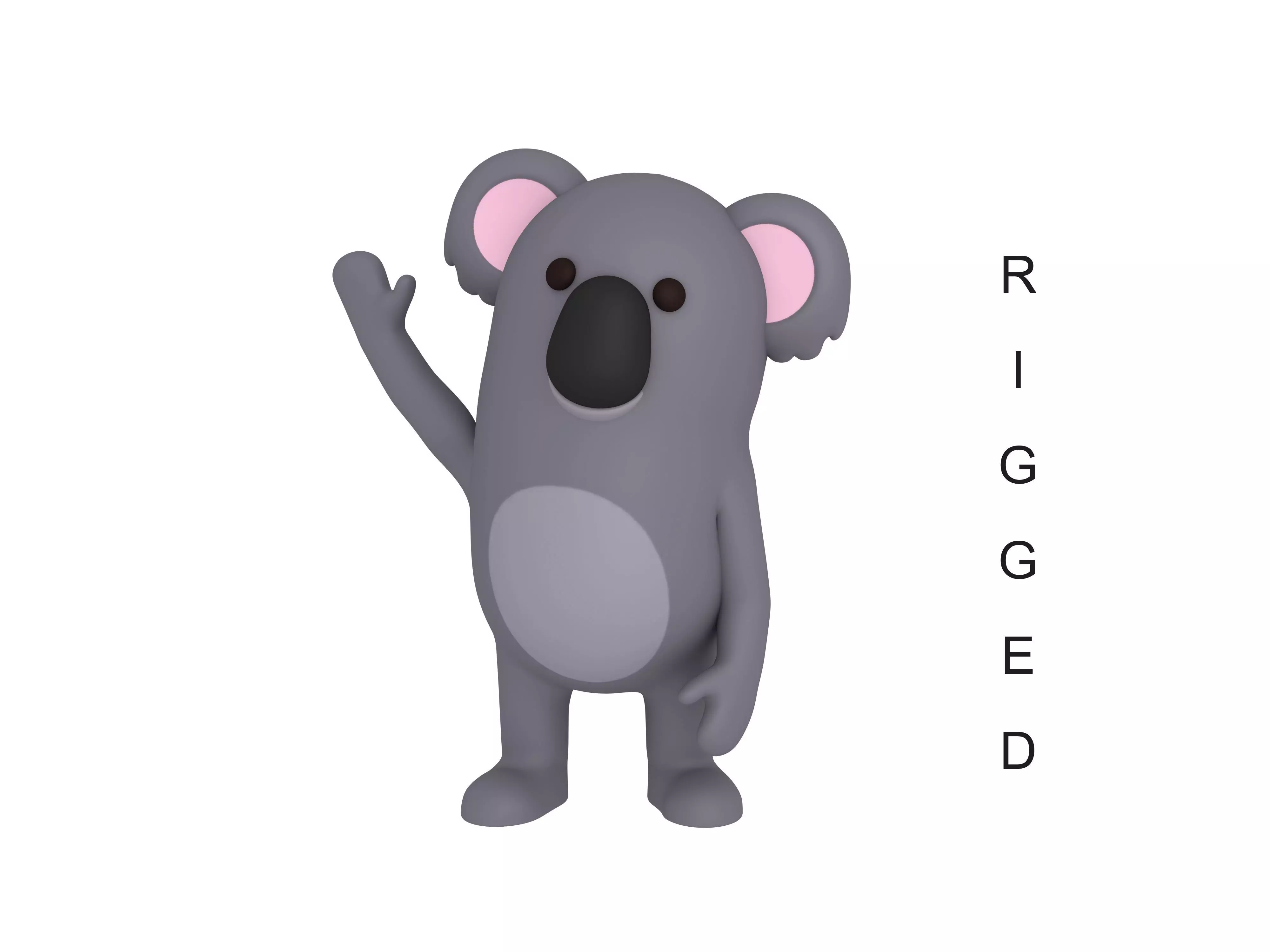 Rigged Cartoon Koala 3D model_0