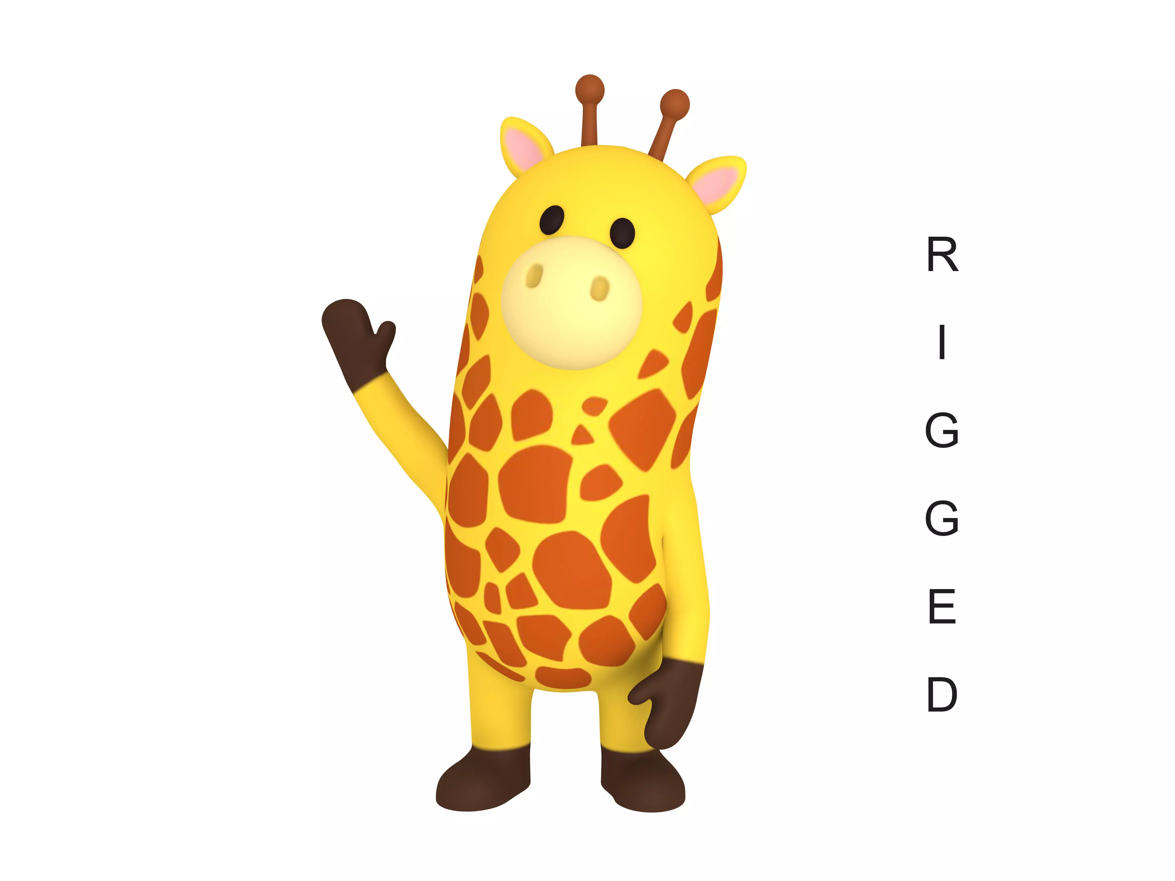 Rigged Cartoon Giraffe 3D model_0