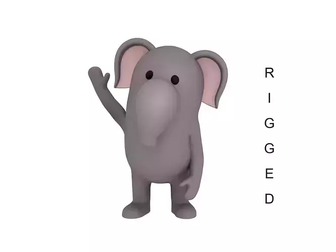 Rigged Cartoon Elephant 3D model