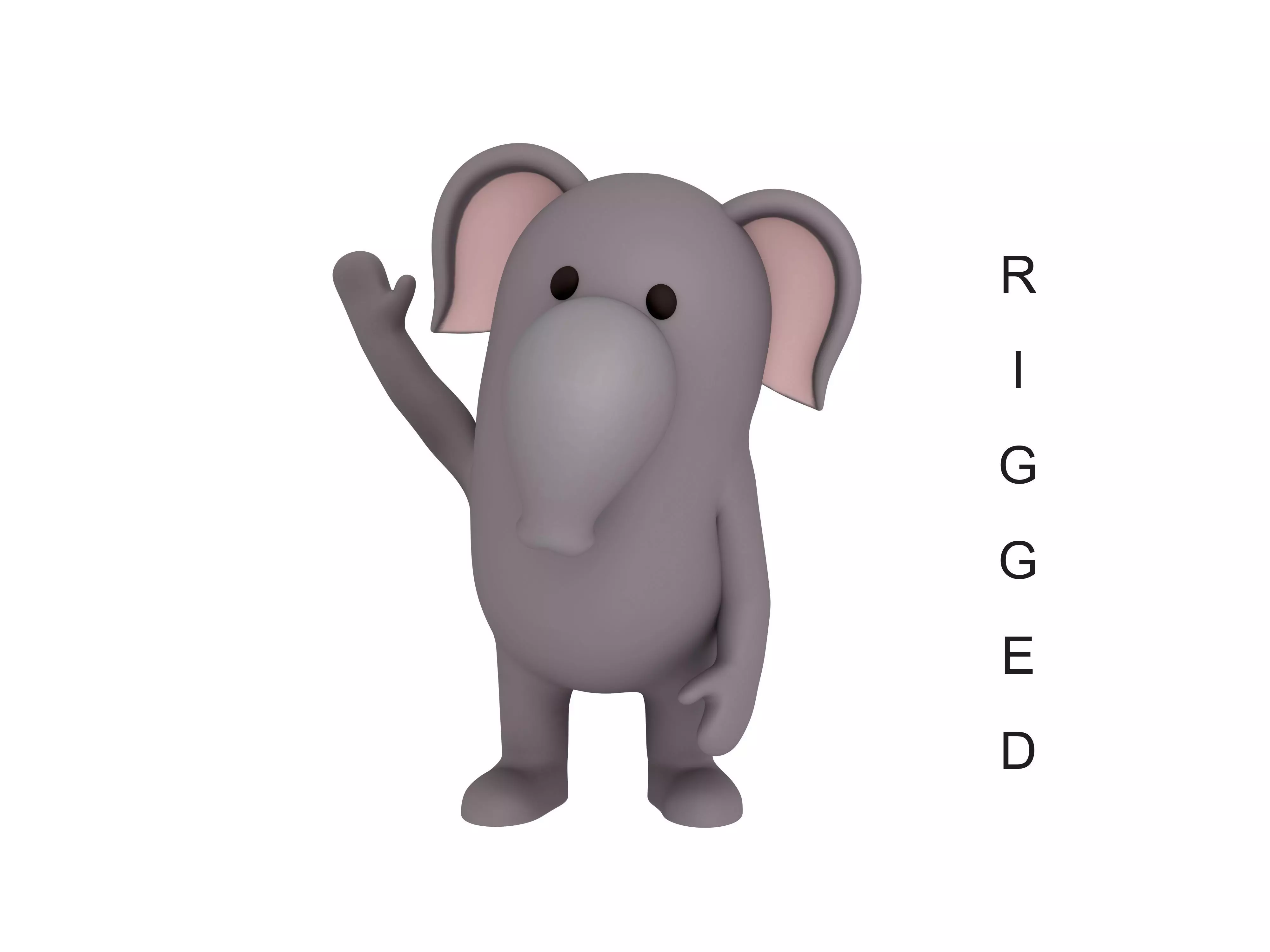 Rigged Cartoon Elephant 3D model