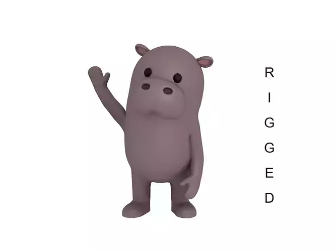 Rigged Cartoon Hippopotamus