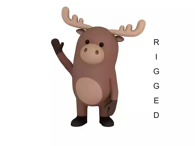 Rigged Cartoon Moose 3D model