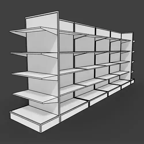 Supermarket shelves shelf or rack for store  Low-poly 3D model