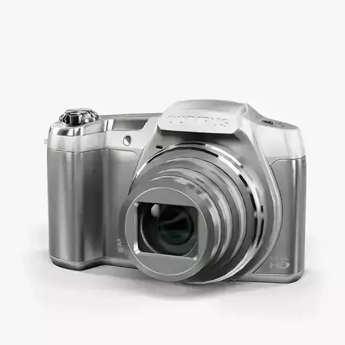 Olympus Stylus SZ16 Silver compact digital camera Low-poly 3D model