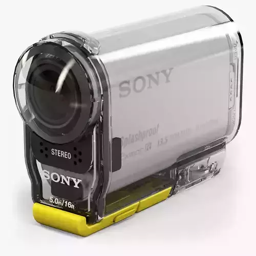 Sony HDR-AS100V action camera with Case Low-poly 3D model