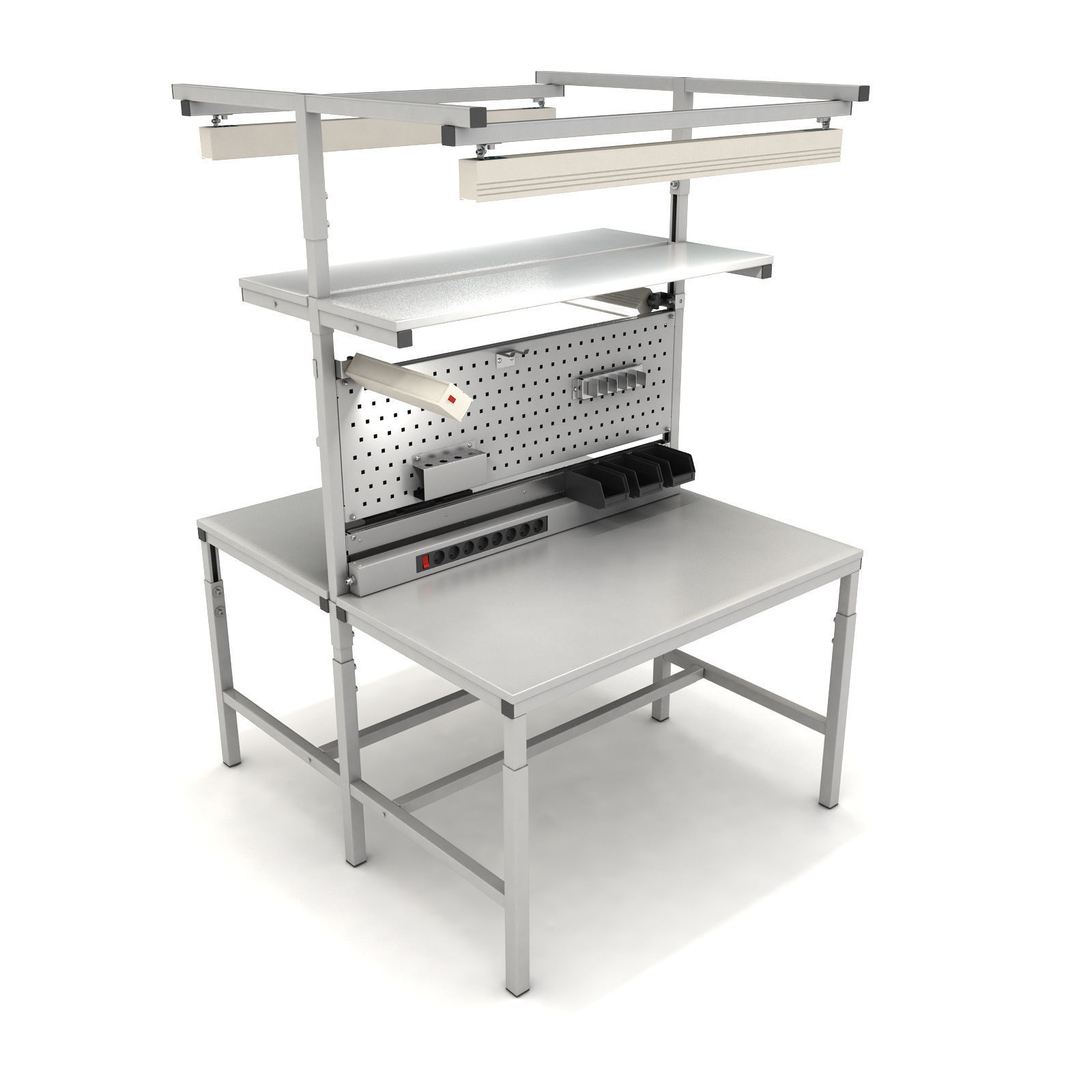 Dual adjustable working table 3D model_4