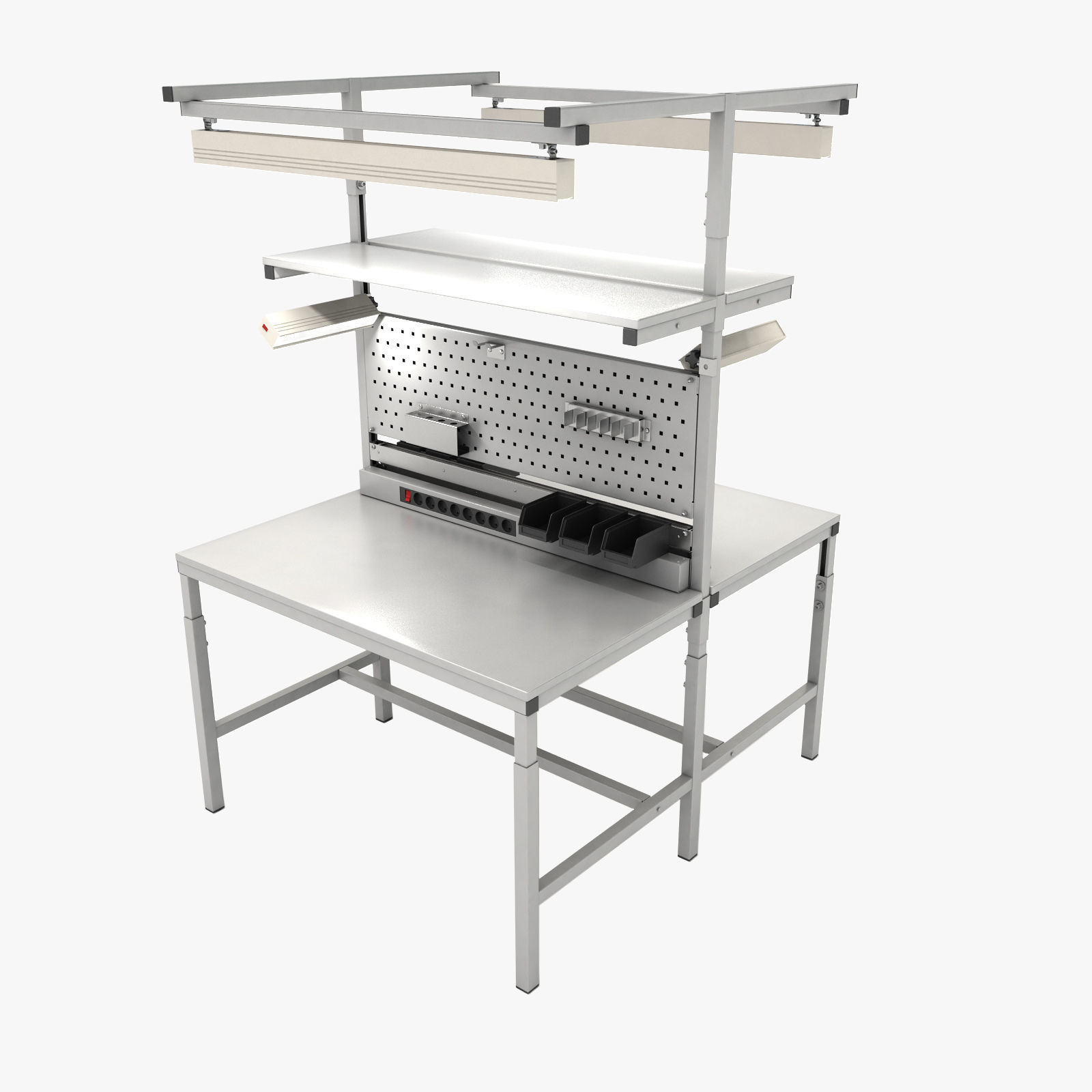 Dual adjustable working table 3D model_0