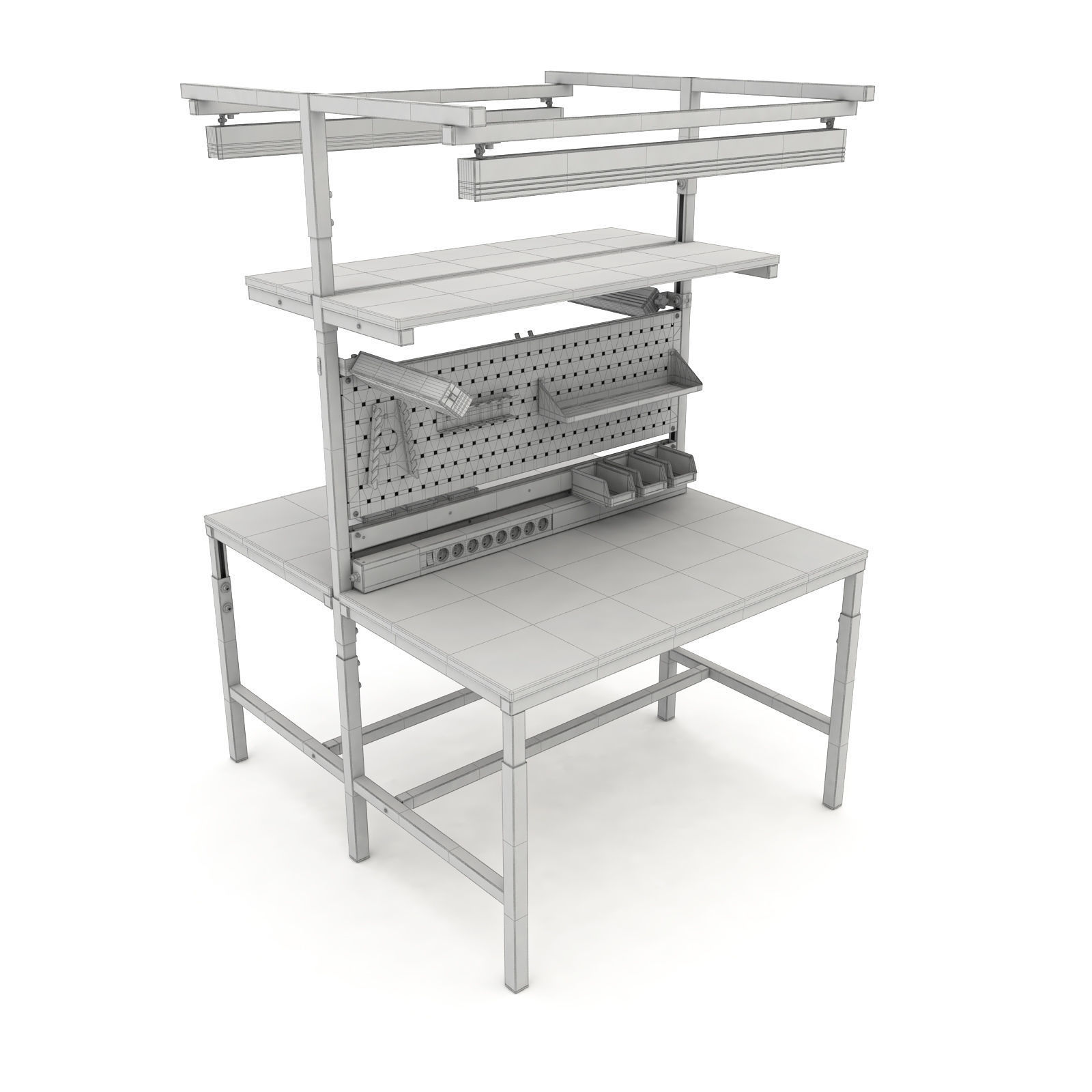 Dual adjustable working table 3D model_14