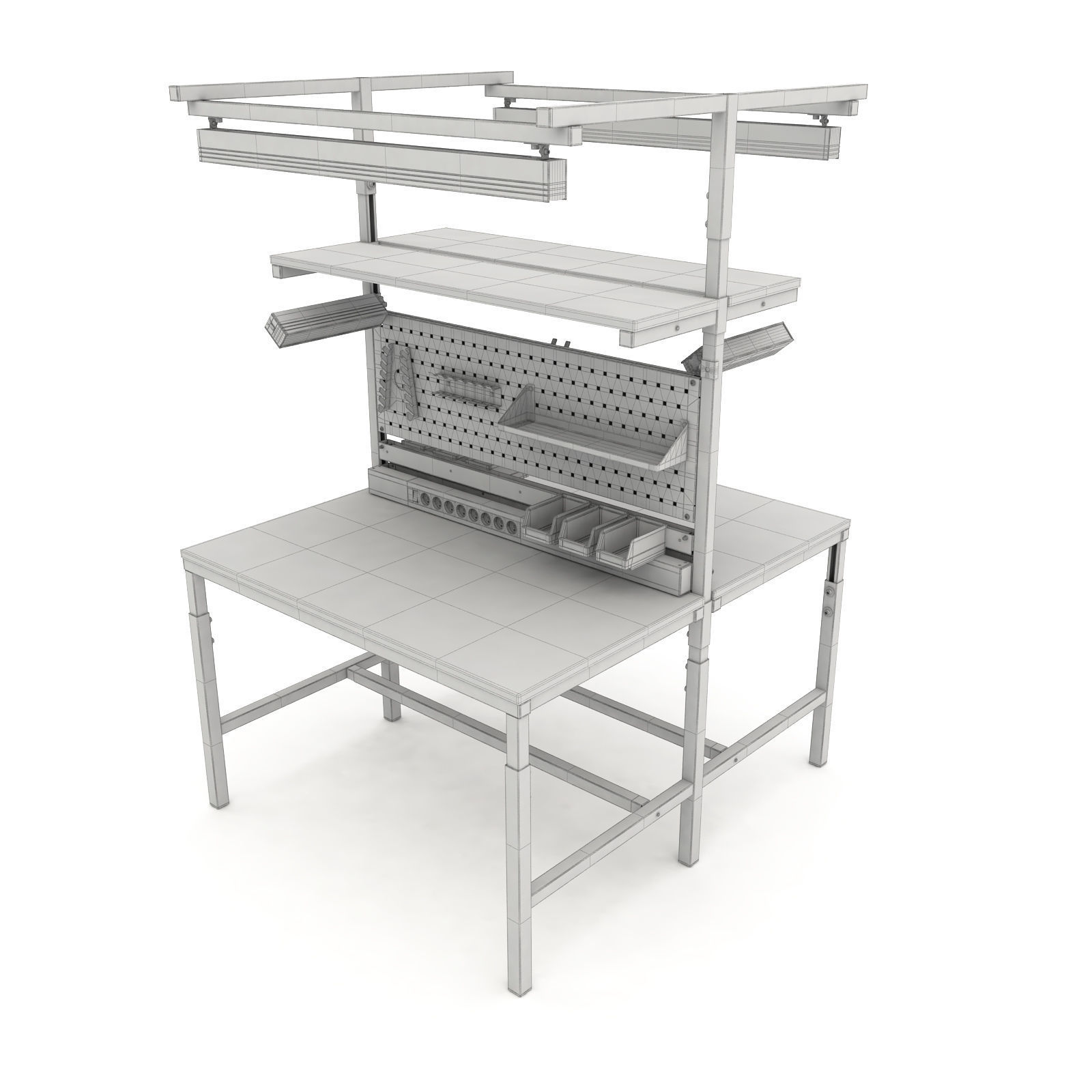 Dual adjustable working table 3D model_16