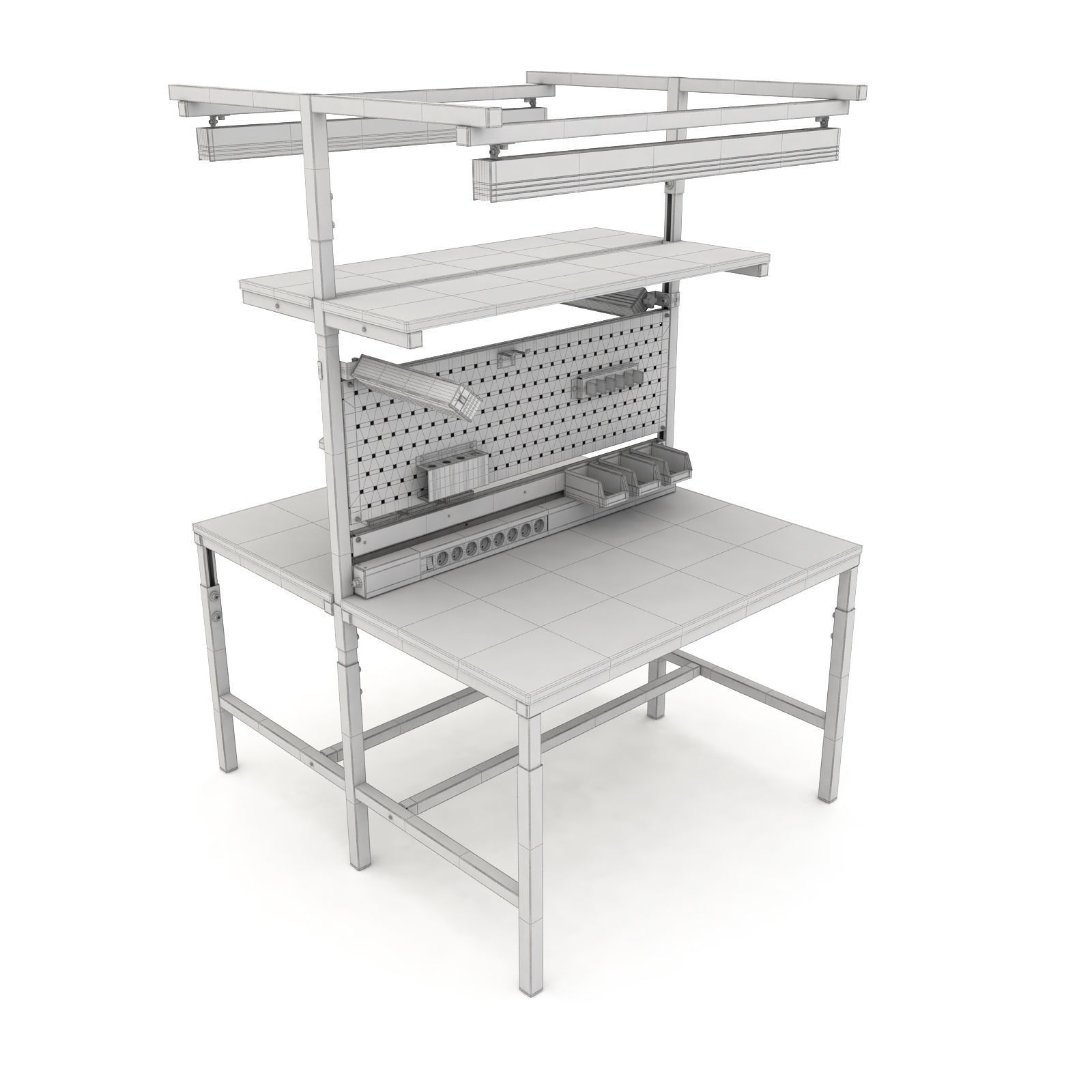 Dual adjustable working table 3D model_15