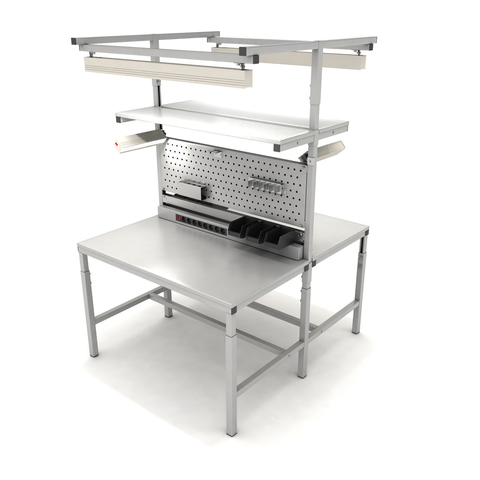 Dual adjustable working table 3D model_2