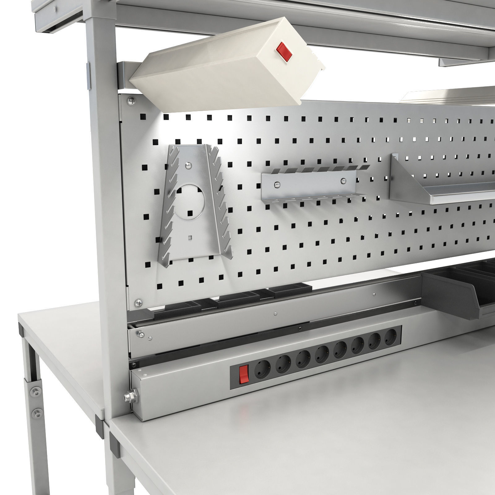 Dual adjustable working table 3D model_9