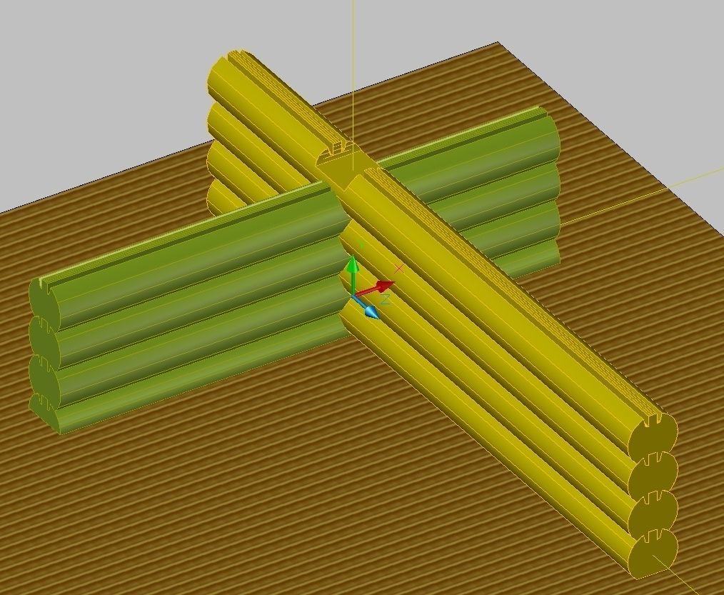 Log House Detail - Detaliu butuc chertat Free 3D model_1