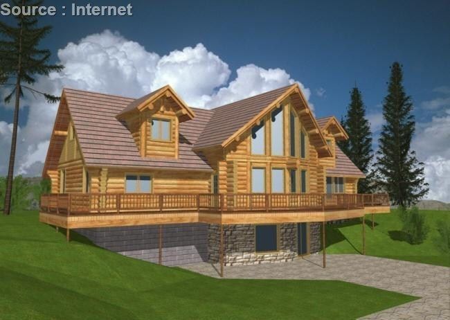 Log House Detail - Detaliu butuc chertat Free 3D model_5