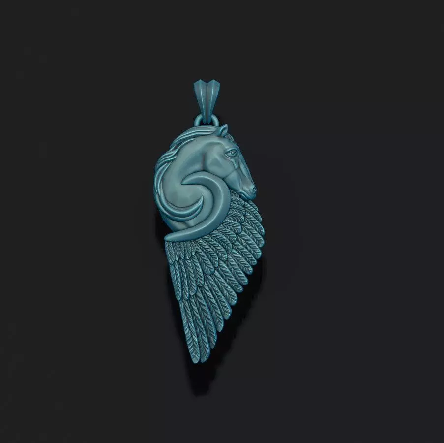 horse pegasus pendant 3D print model_0