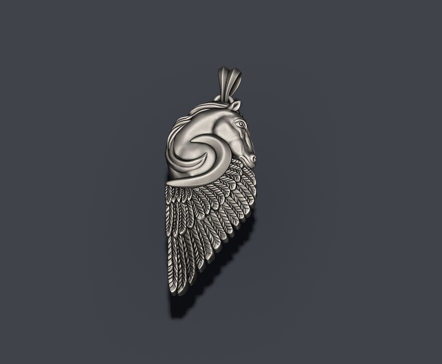 horse pegasus pendant 3D print model_6