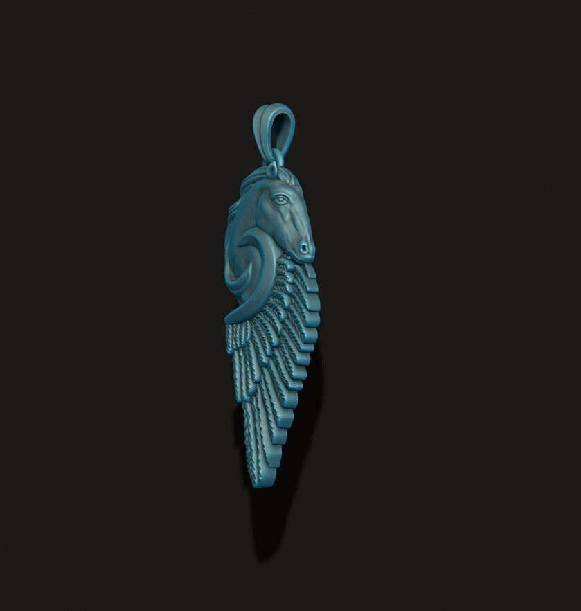 horse pegasus pendant 3D print model_2