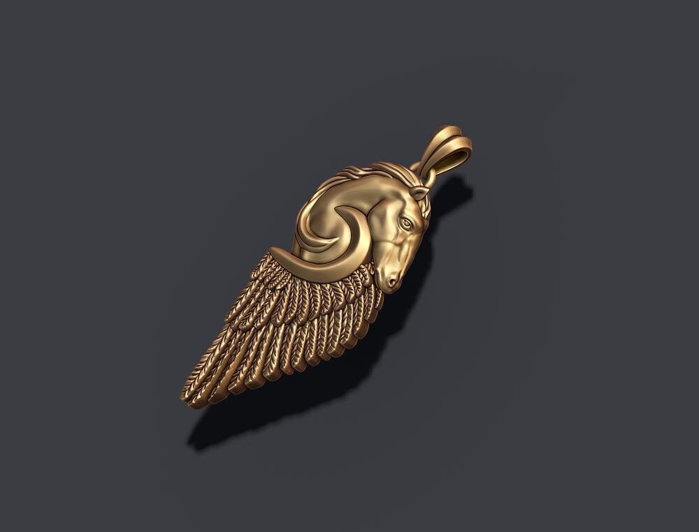 horse pegasus pendant 3D print model_1