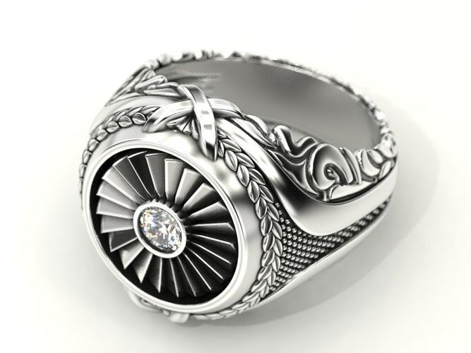 Men ring turbine With 4 mm stone 3D print model