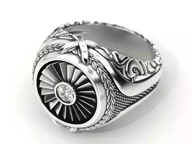 Men ring turbine With 4 mm stone