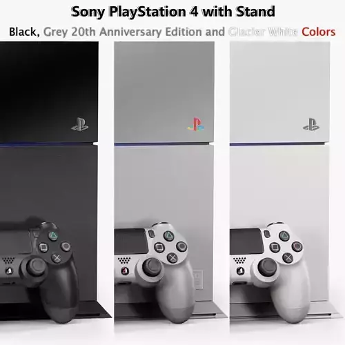 Sony PlayStation 4 with Stand Black White Grey Colors