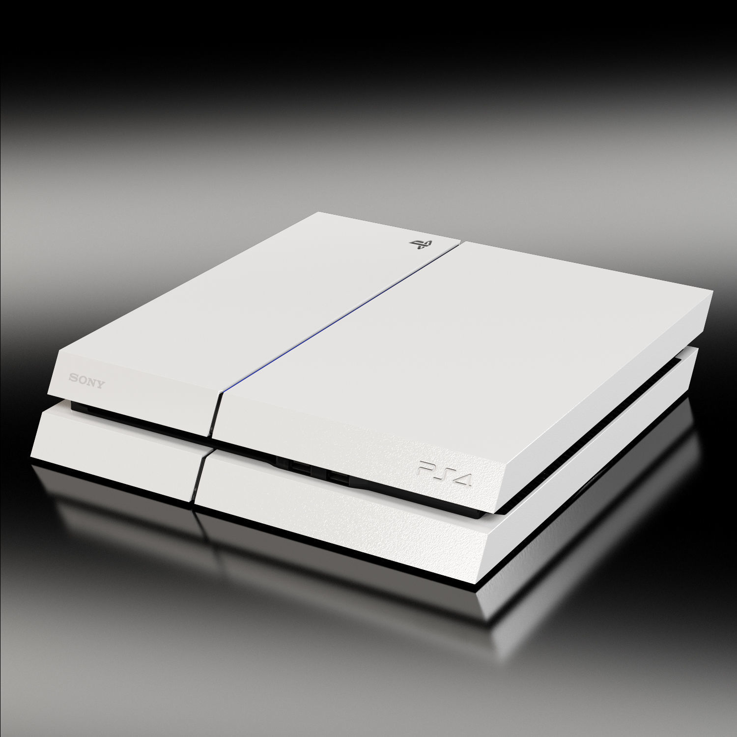 Sony PlayStation 4 White Low-poly 3D model_14