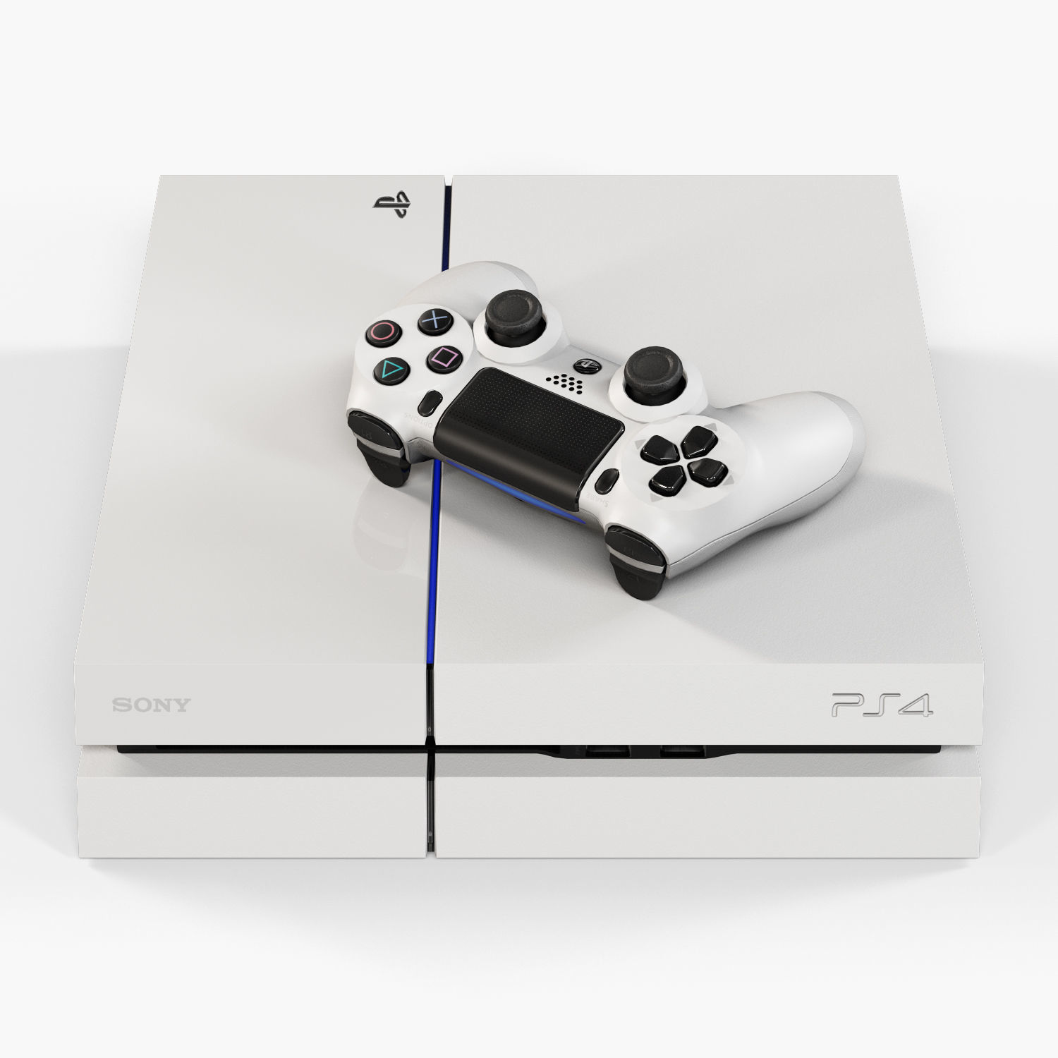 Sony PlayStation 4 White Low-poly 3D model_8