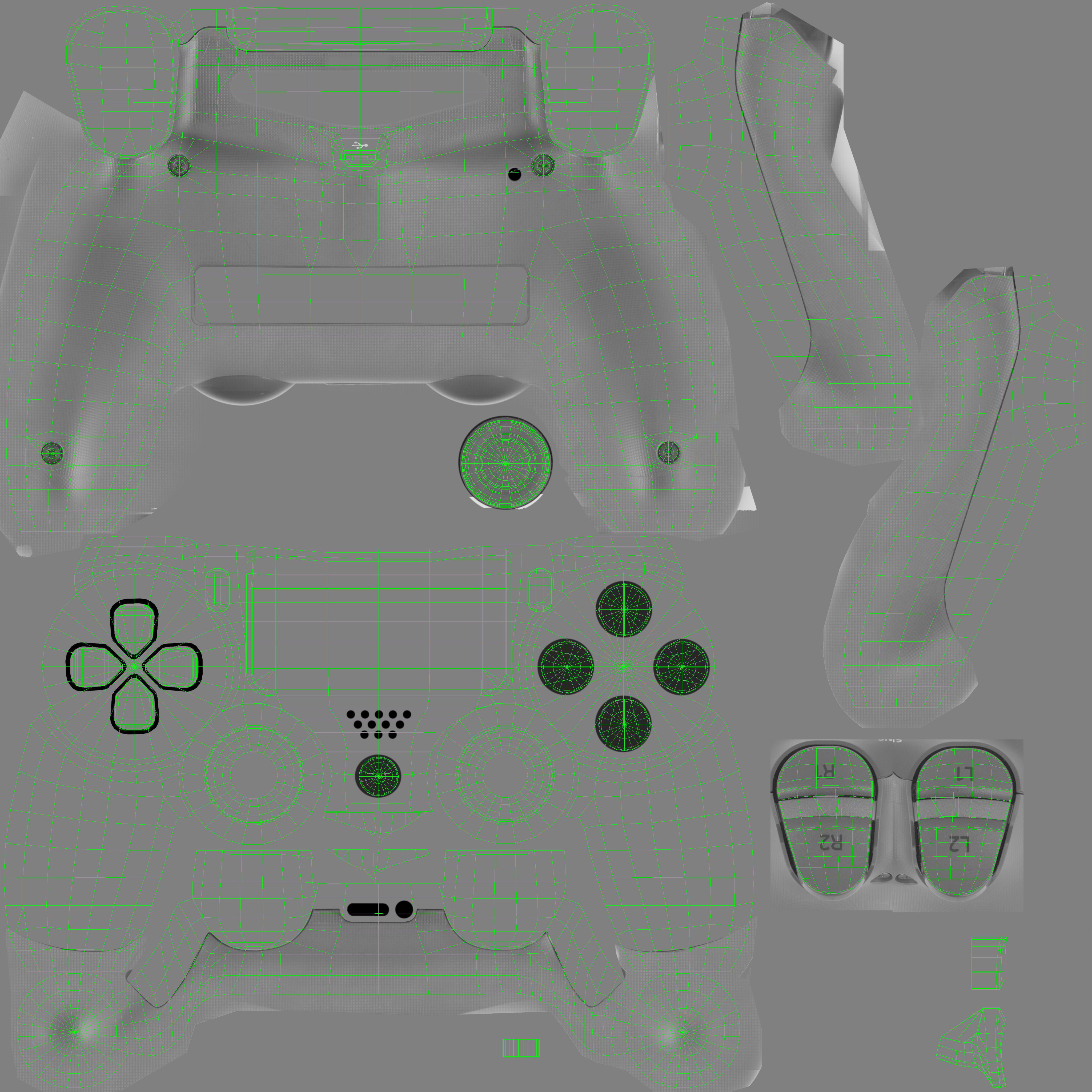 Sony PlayStation 4 White Low-poly 3D model_44