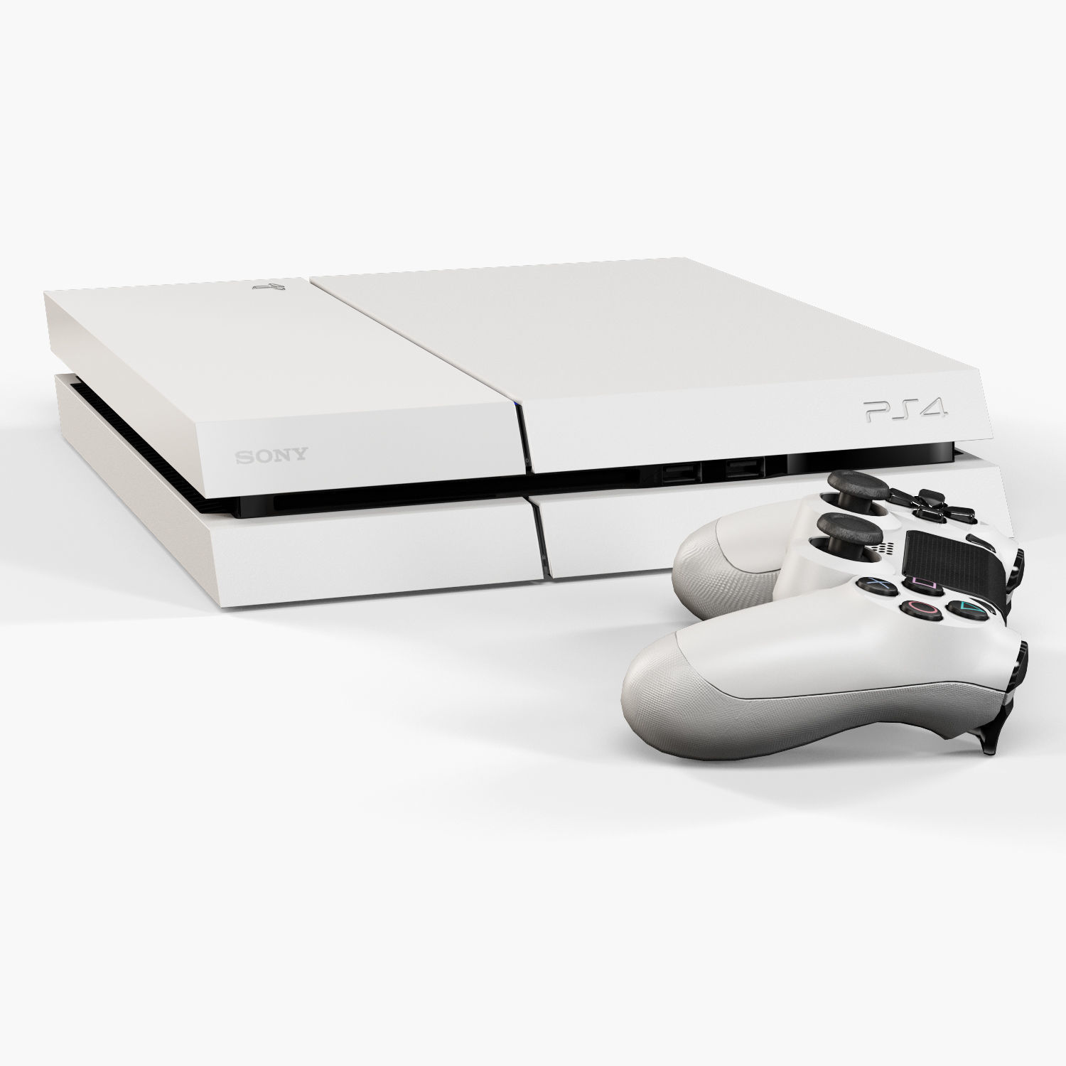 Sony PlayStation 4 White Low-poly 3D model_5