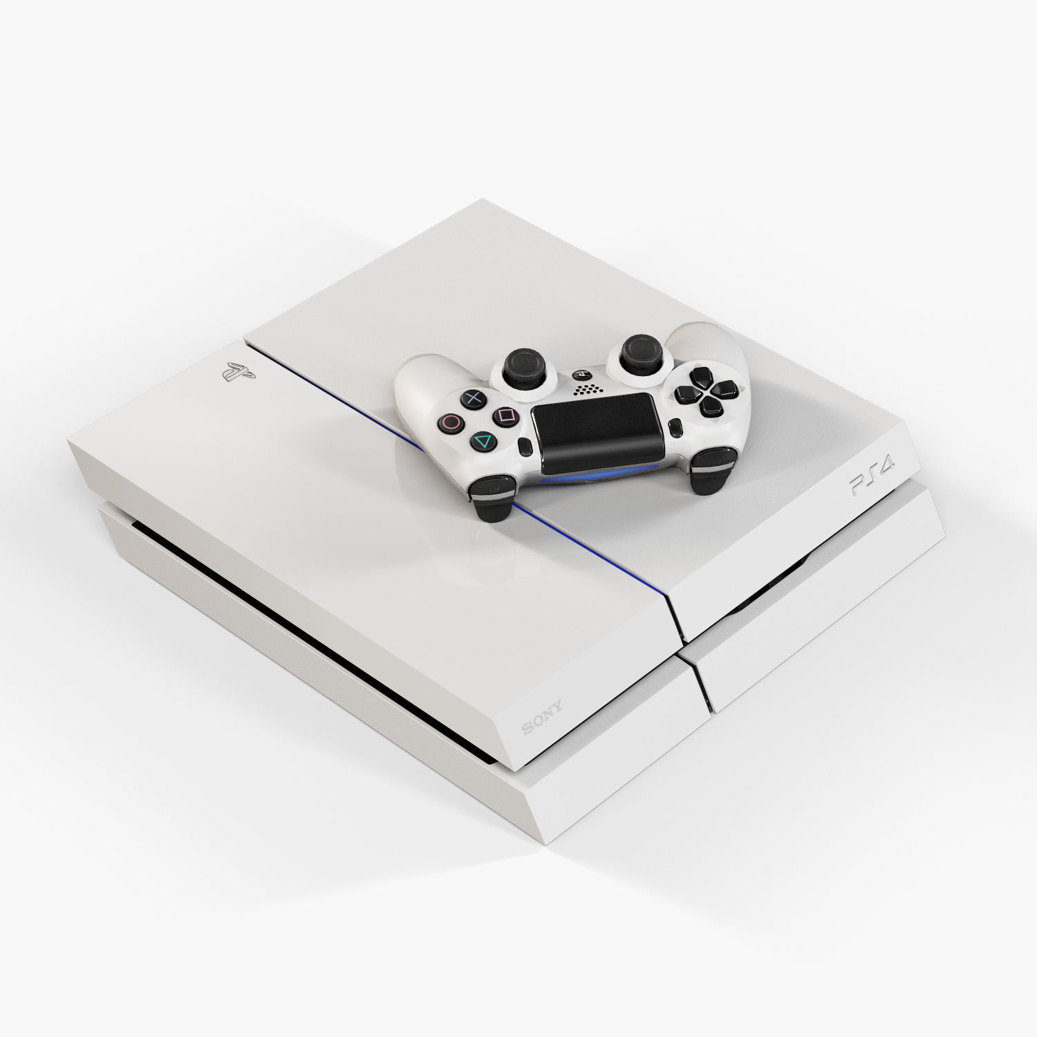 Sony PlayStation 4 White Low-poly 3D model_9