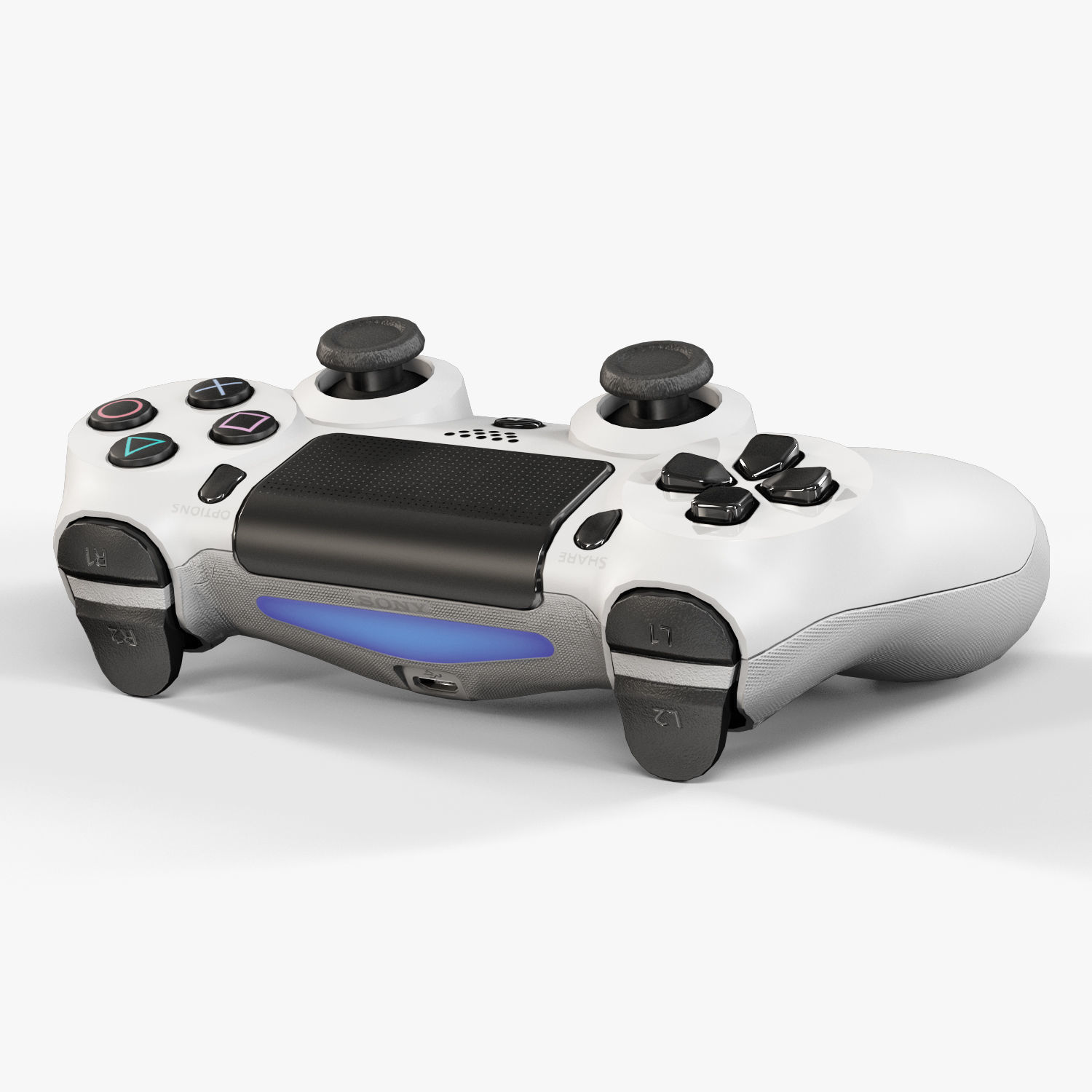 Sony PlayStation 4 White Low-poly 3D model_35