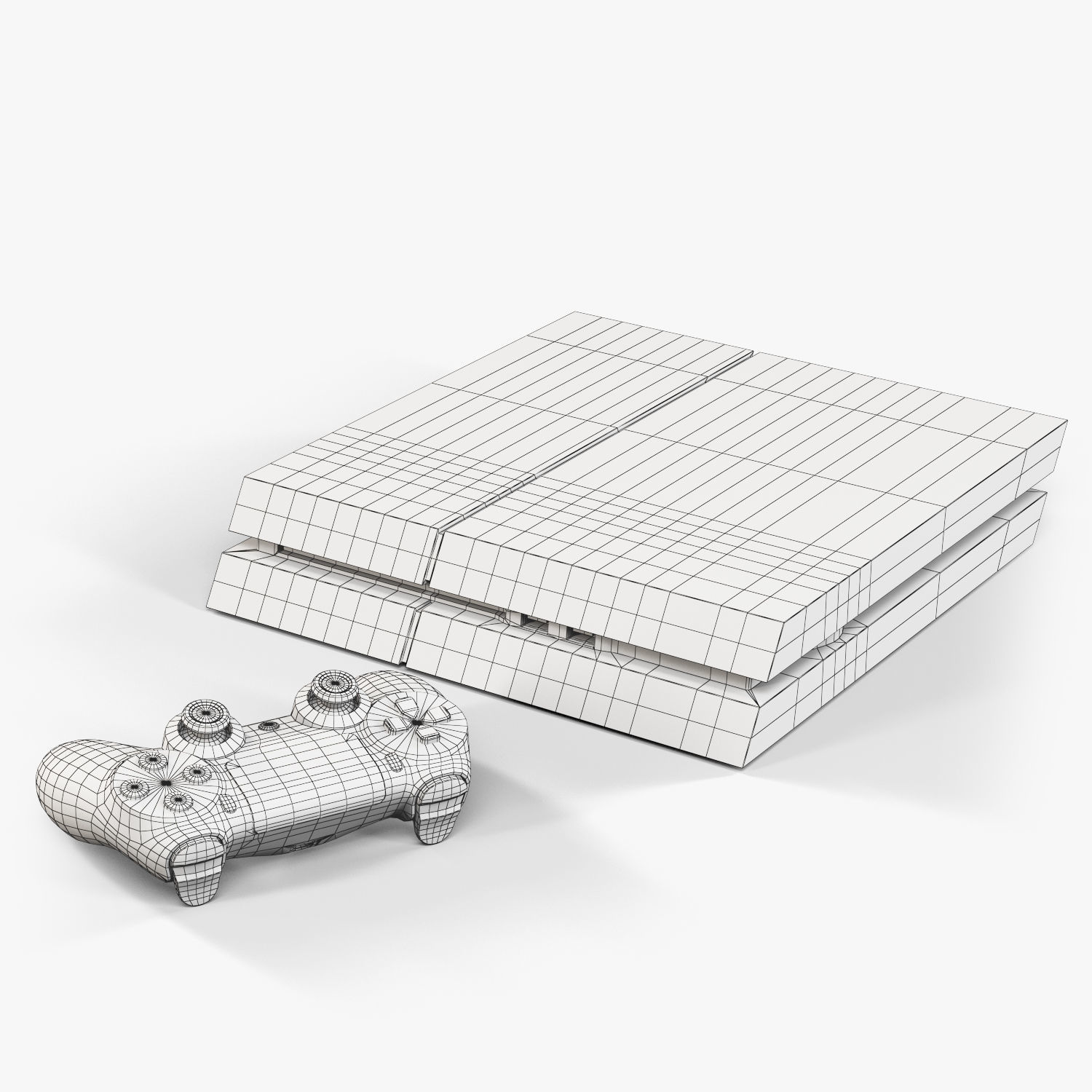 Sony PlayStation 4 White Low-poly 3D model_10