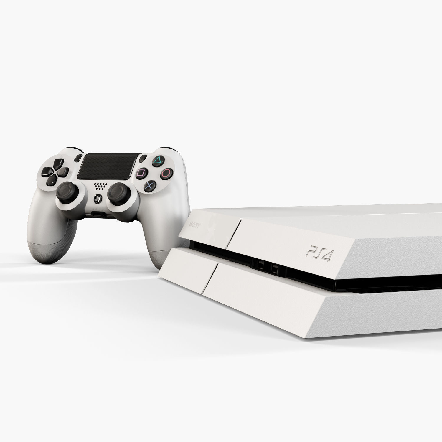 Sony PlayStation 4 White Low-poly 3D model_7