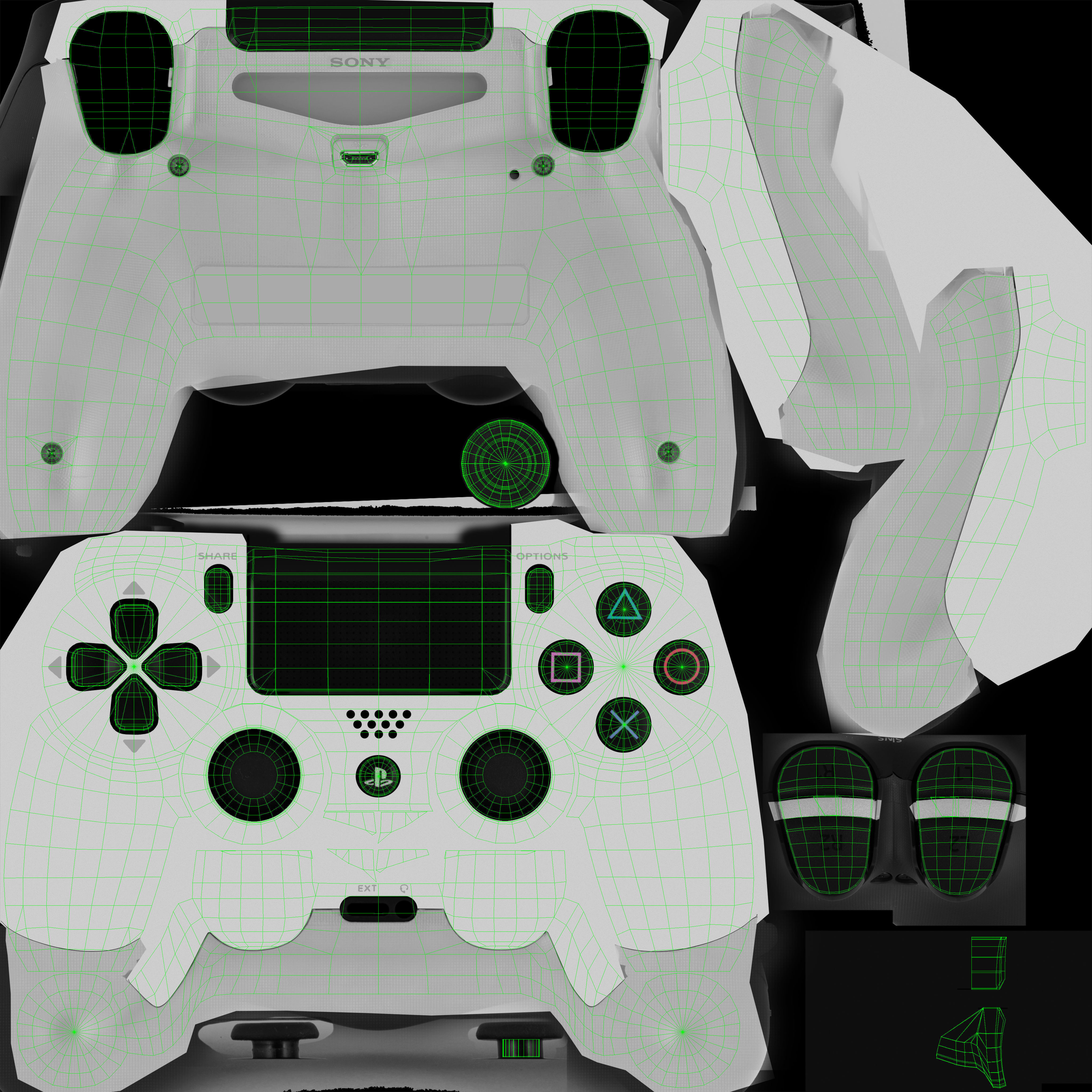 Sony PlayStation 4 White Low-poly 3D model_41