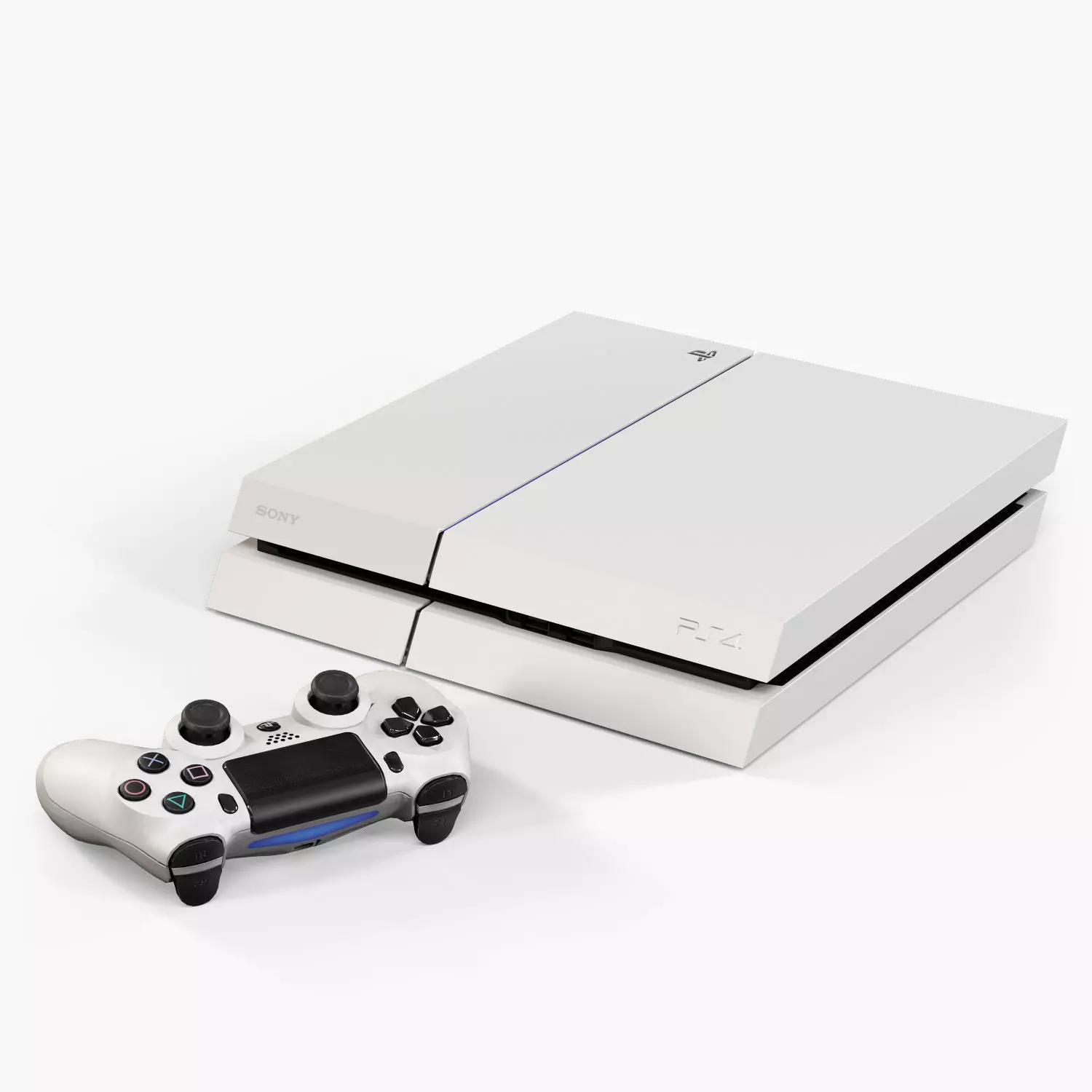 Sony PlayStation 4 White Low-poly 3D model_0
