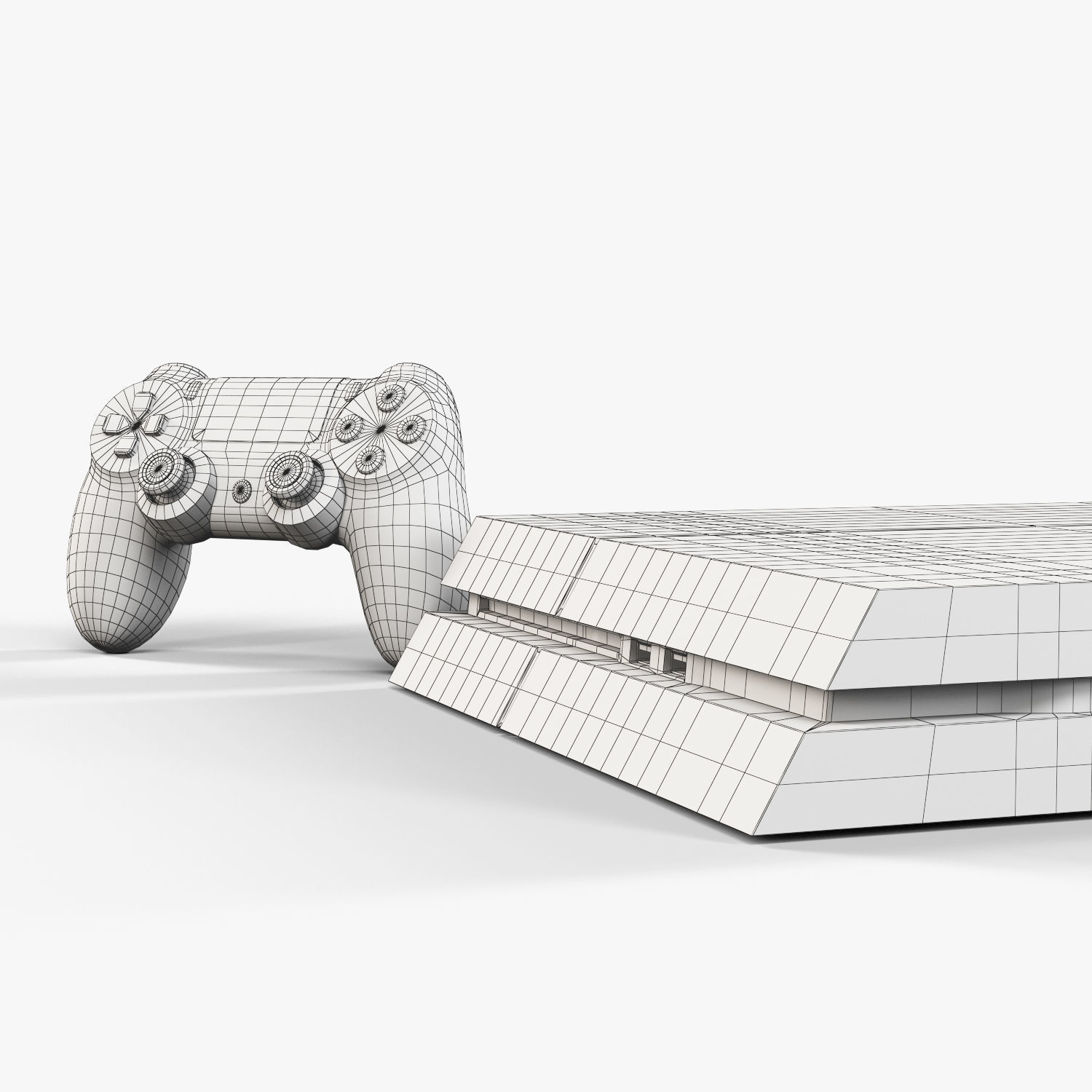 Sony PlayStation 4 White Low-poly 3D model_11