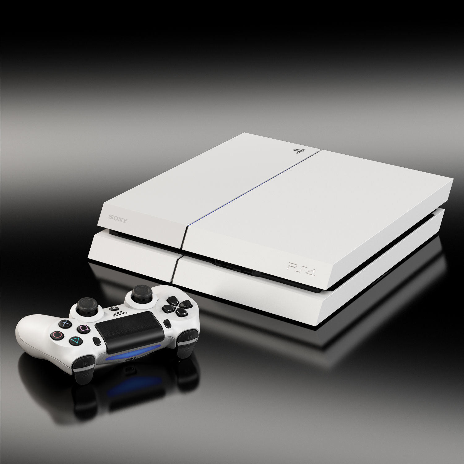 Sony PlayStation 4 White Low-poly 3D model_3