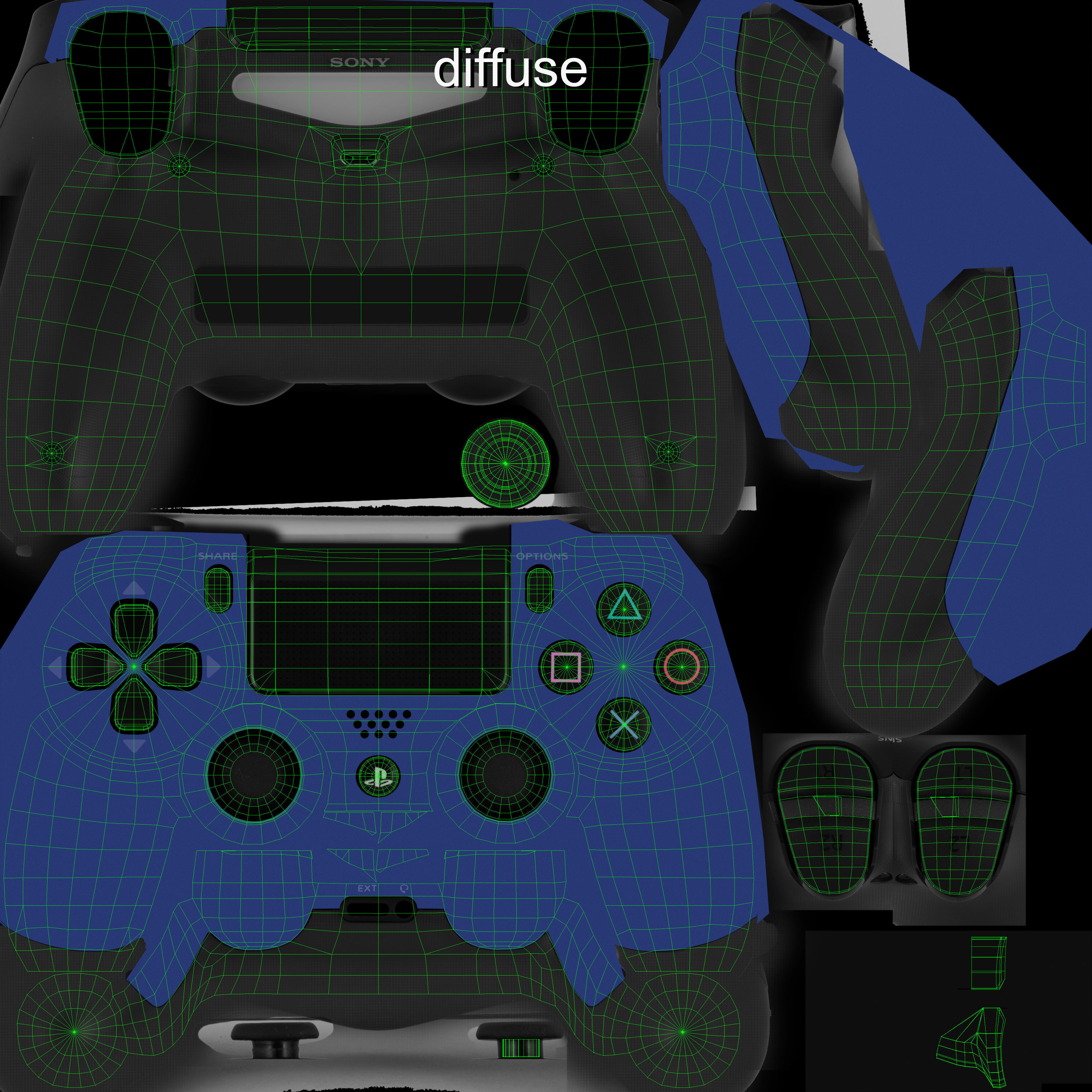 Sony PlayStation 4 Controller New Colors Low-poly 3D model_66