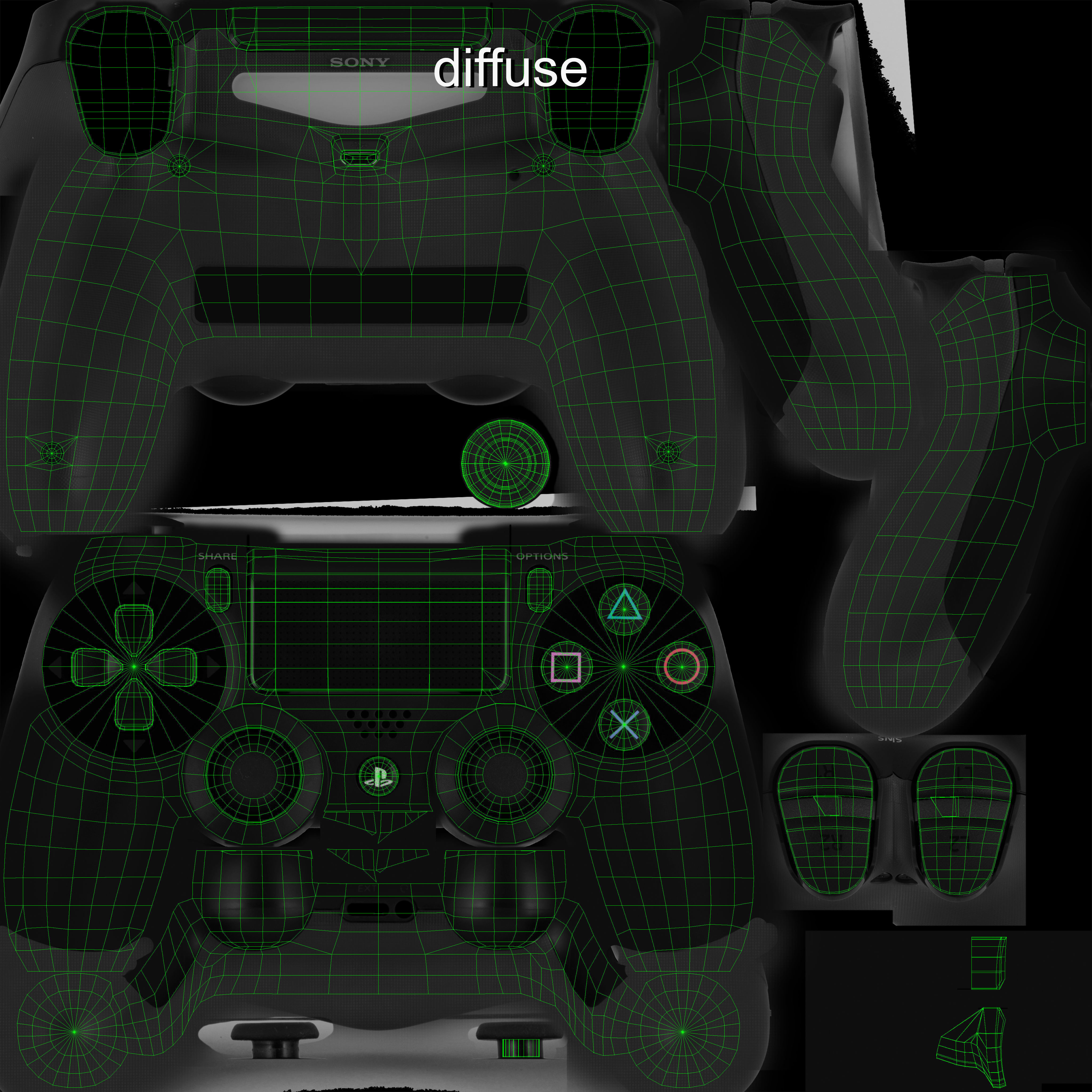 Sony PlayStation 4 Controller New Colors Low-poly 3D model_71