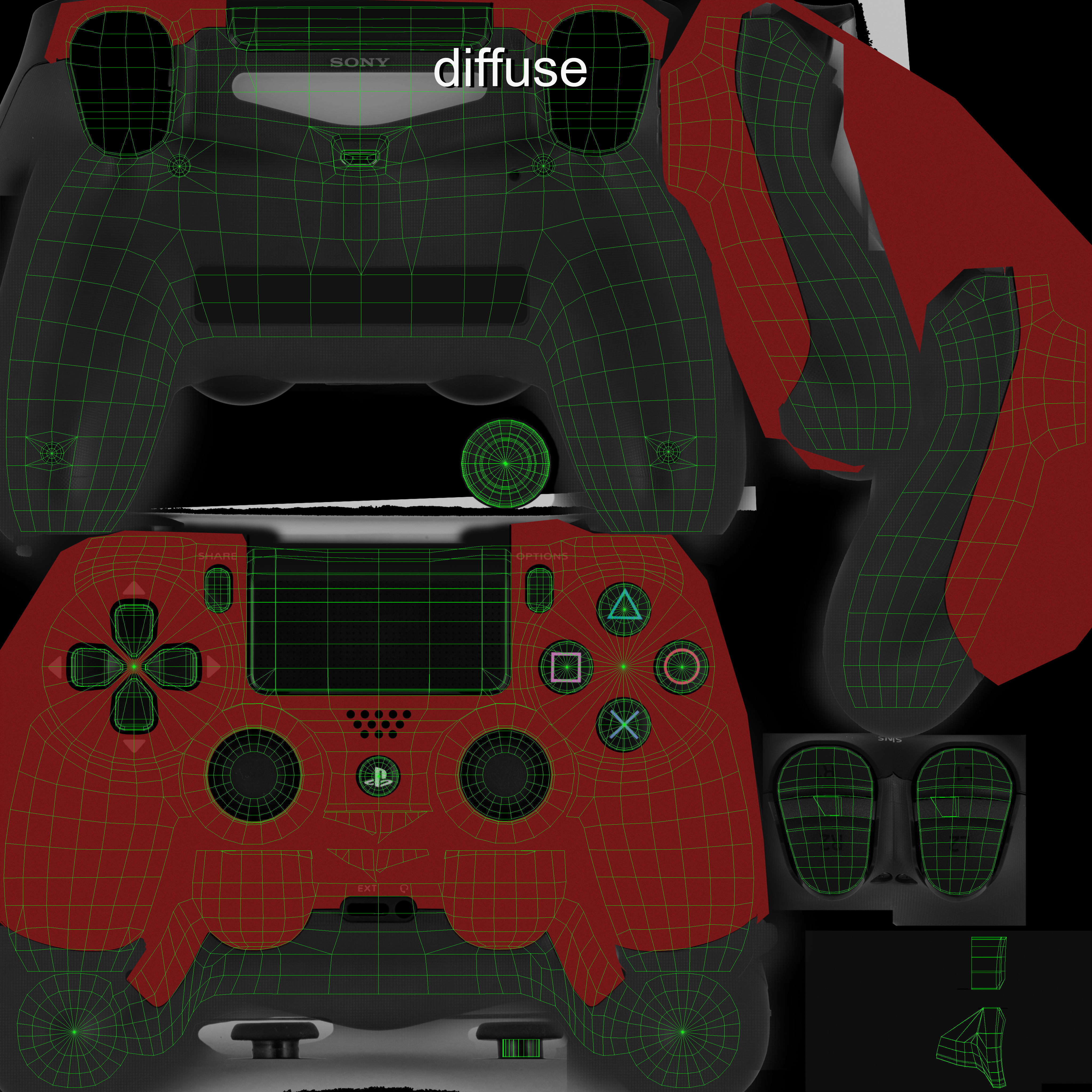 Sony PlayStation 4 Controller New Colors Low-poly 3D model_65