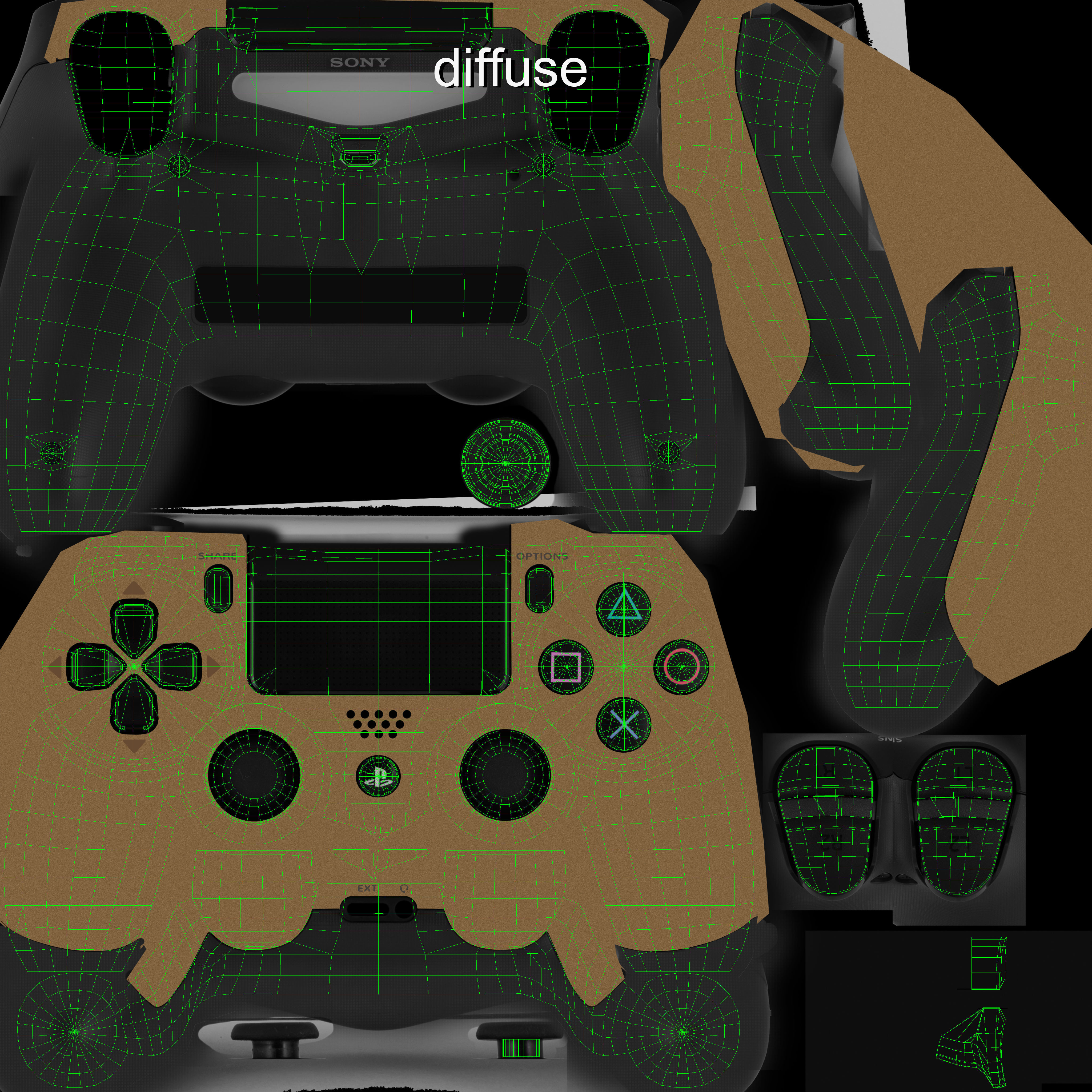 Sony PlayStation 4 Controller New Colors Low-poly 3D model_63