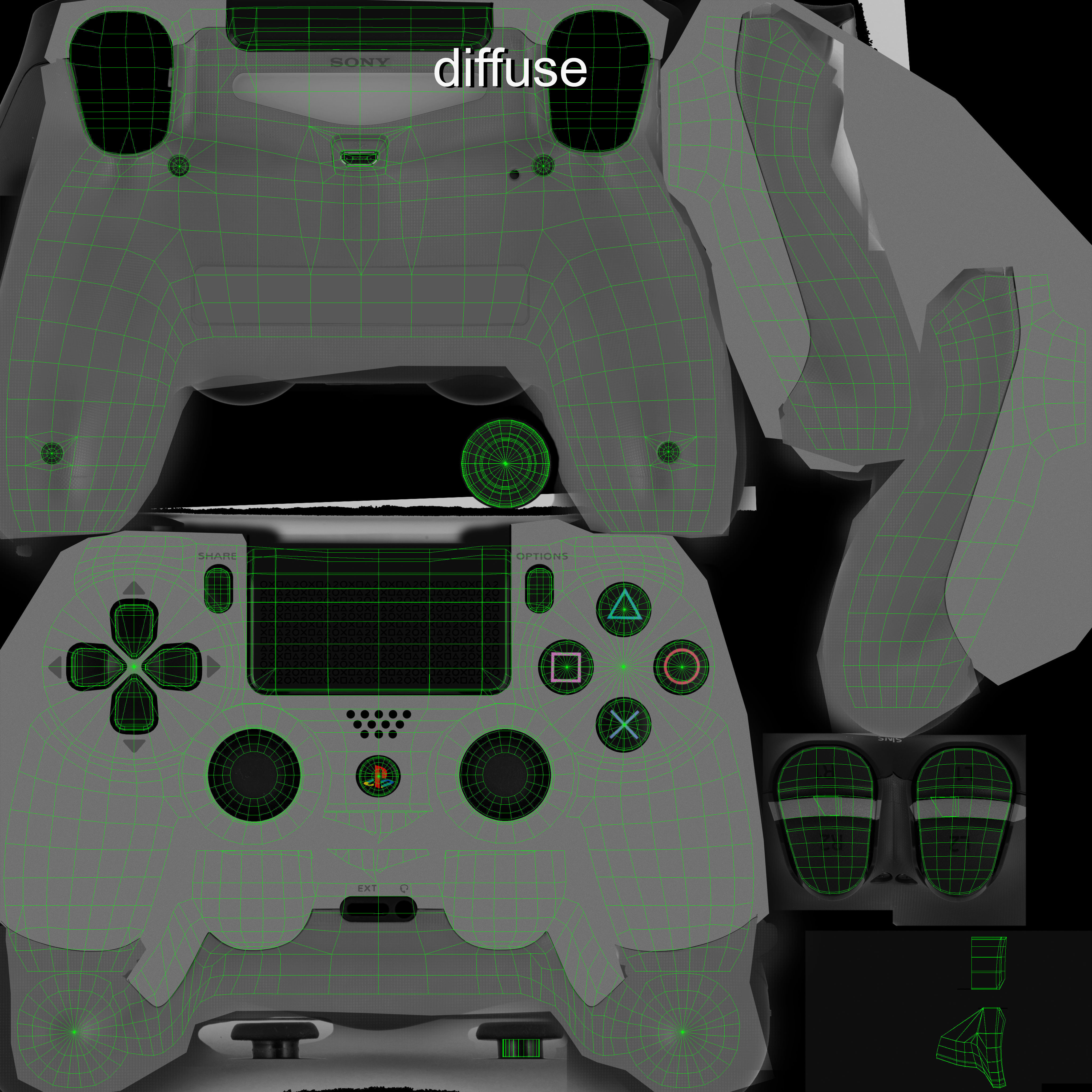 Sony PlayStation 4 Controller New Colors Low-poly 3D model_68