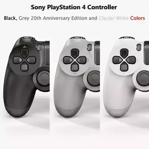 Sony PlayStation 4 Controller Black White Grey Colors Low-poly 3D model