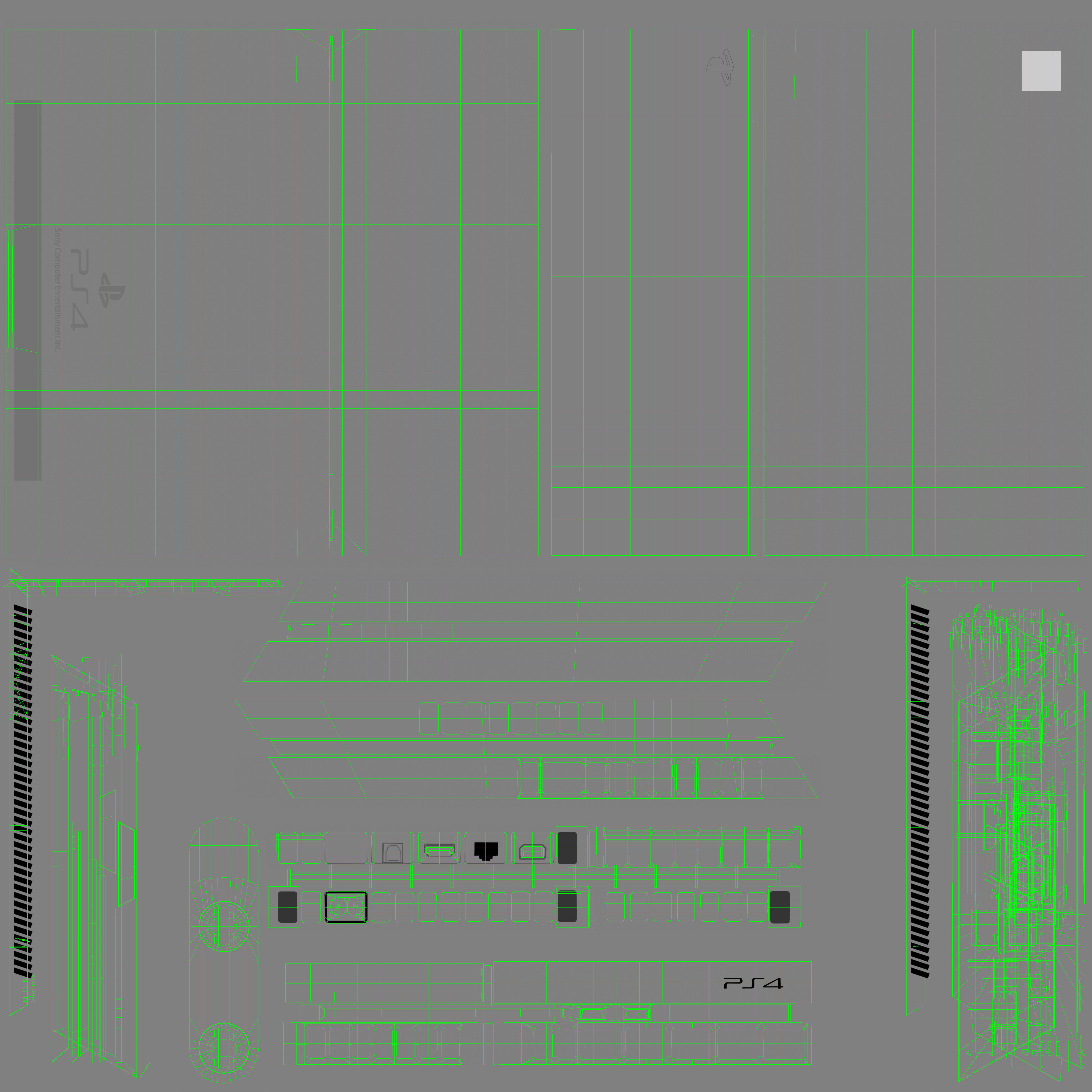 Sony PlayStation 4 Game Console with Stand 20th Anniversary Edit Low-poly 3D model_33