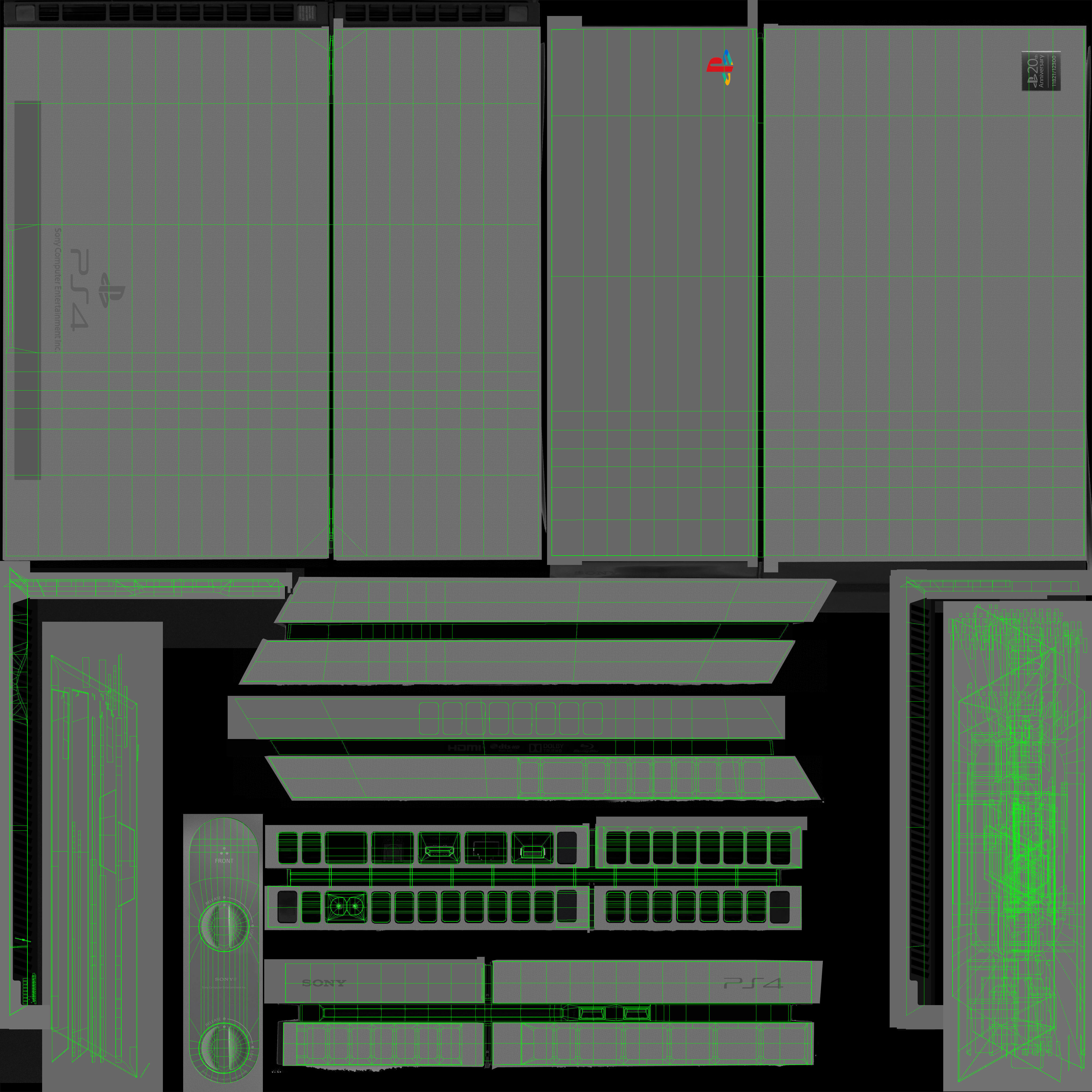 Sony PlayStation 4 Game Console with Stand 20th Anniversary Edit Low-poly 3D model_30