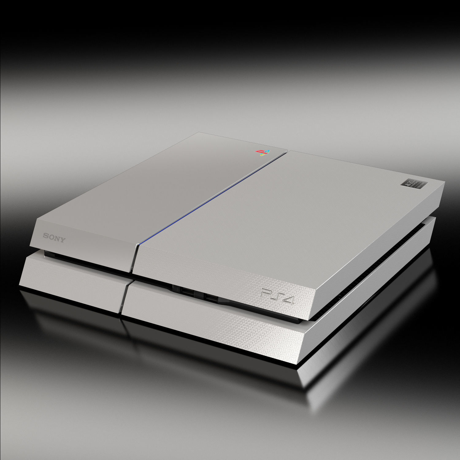 Sony PlayStation 4 Game Console with Stand 20th Anniversary Edit Low-poly 3D model_14